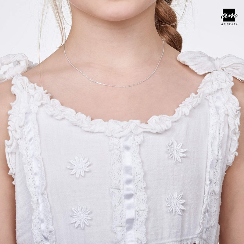 Amberta Children 925 Sterling Silver Chain Necklace (14 inch - 4 to 12 Years Old): Silver 1.3mm Curb Chain - Image 4